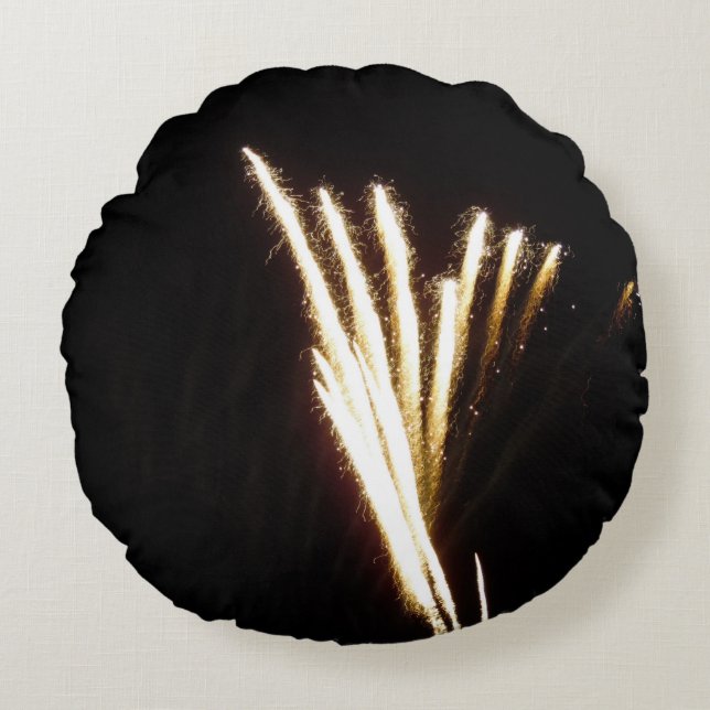 Sizzling Fireworks Rond Kussen (Voorkant)