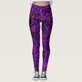 Sizzling Hot Pink en Blue op zwarte leggings (Voorkant)