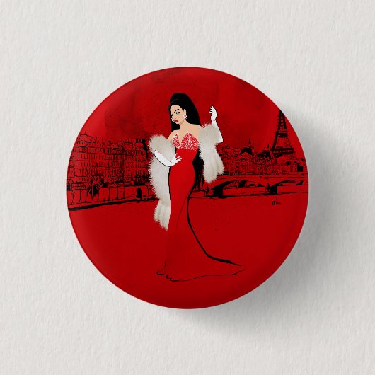 Sizzling in Parijs Ronde Button 3,2 Cm (Voorkant)