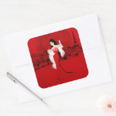 Sizzling in Parijs Vierkante Sticker (Envelop)