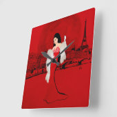 Sizzling in Paris Vierkante Klok (Hoek)