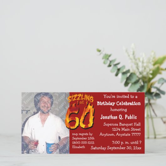 Sizzling om 60 uur 's avonds Foto Uitnodigen (Staand voorkant)