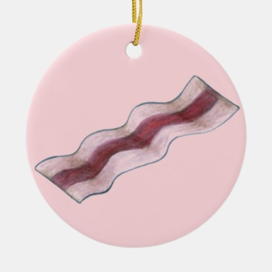 Sizzling Pink Bacon Strip Breakfast Food Keramisch Ornament (Voorkant)