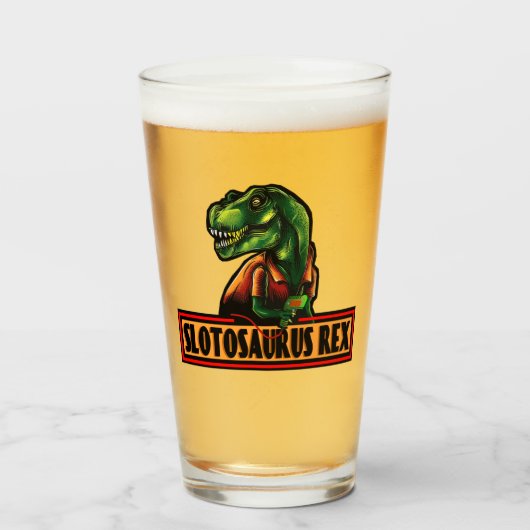 SJ Slotosaurus Rex Pint Glass Glas (Voorkant gevuld)