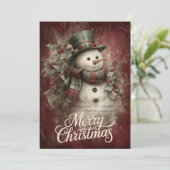 Sjaal met ruitpatroon Sneeuwman & Hulst Glow Feestdagenkaart (Staand voorkant)