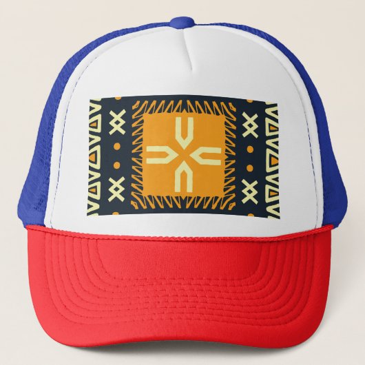 Sjaal ontwerp: Indiase Batikplein. Trucker Pet (Voorkant)