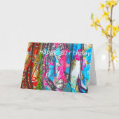 Sjaals in meerdere kleuren Happy Birthday Kaart (Gele Bloem)