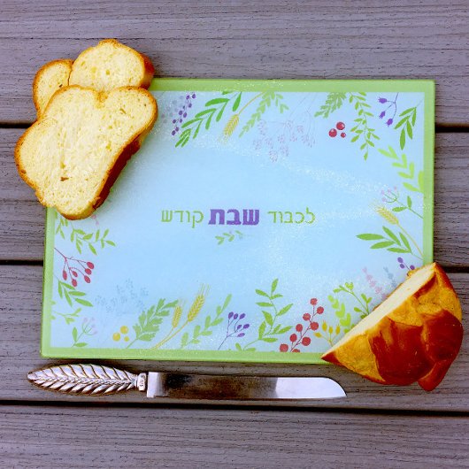 Sjabbat Challah Snijplank Hebreeuws Bloemmotief