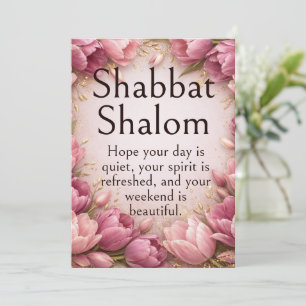 Sjabbat Sjaloem, Mauve Roze Tulpen, Whimsical Wens Kaart