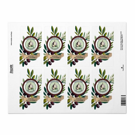 Sjablonen op het etiket van knoflook en rozemarijn (Full Sheet)