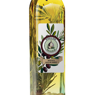 Sjablonen op het etiket van knoflook en rozemarijn