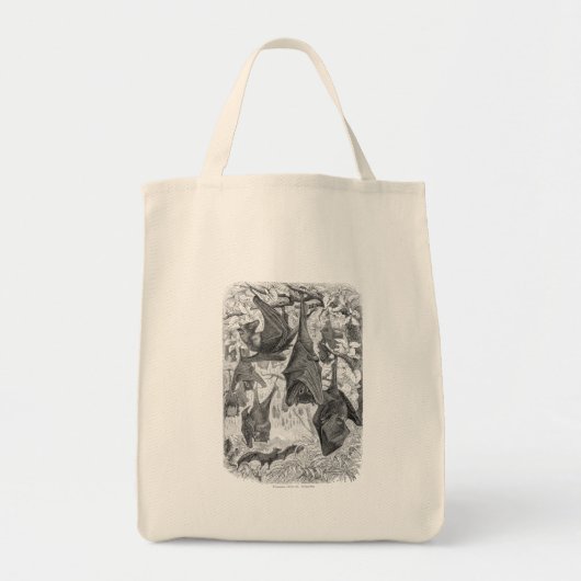  Sjablonen van de 1800s die met fox-bat-retro vlie Tote Bag (Voorkant)