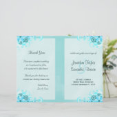 Sjablonen van het Aqua Blue Floral BiFold Wedding  (Staand voorkant)