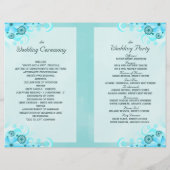 Sjablonen van het Aqua Blue Floral BiFold Wedding  (Achterkant)