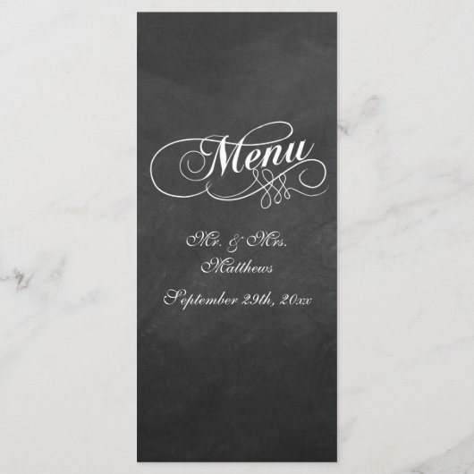 Sjablonen van het Elegant Chalkboard Wedding Menu (Achterkant)