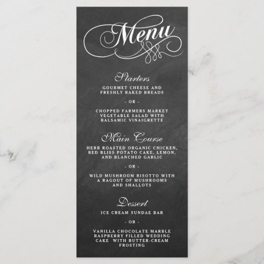 Sjablonen van het Elegant Chalkboard Wedding Menu (Voorkant)