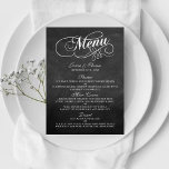 Sjablonen van het Elegant Chalkboard Wedding Menu<br><div class="desc">Viel in stijl met deze trendy menkkaarten. De formulering is gemakkelijk te personaliseren en je gasten zullen enthousiast zijn als ze deze superstijlvolle menu's ontvangen.</div>