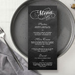 Sjablonen van het Elegant Chalkboard Wedding Menu<br><div class="desc">Viel in stijl met deze trendy menkkaarten. De formulering is gemakkelijk te personaliseren en je gasten zullen enthousiast zijn als ze deze superstijlvolle menu's ontvangen.</div>