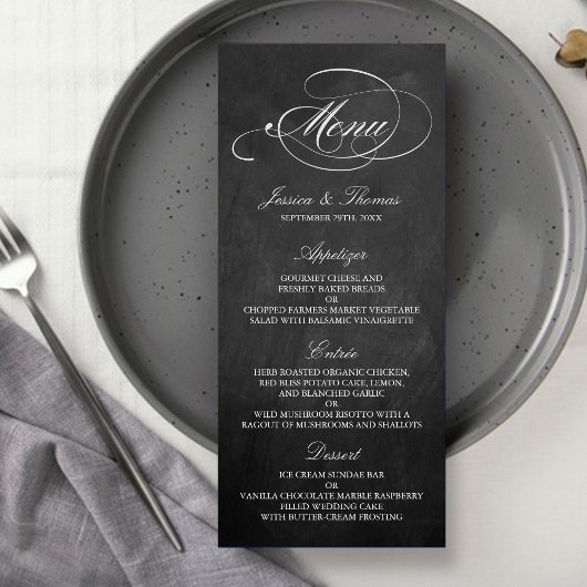 Sjablonen van het Elegant Chalkboard Wedding Menu