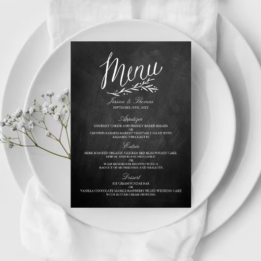 Sjablonen van het Elegant Chalkboard Wedding Menu