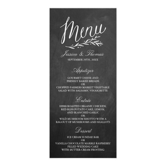 Sjablonen van het Elegant Chalkboard Wedding Menu (Voorkant)