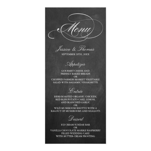 Sjablonen van het Elegant Chalkboard Wedding Menu (Voorkant)