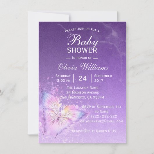 Sjablonen van Paars vlindervlinder Kaart (Voorkant)