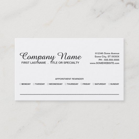 sjablonen voor afspraak afsprakenkaartje (Voorkant)