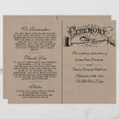 Sjablonen voor Rustic Kraft Wedding Ceremony Progr (Voorkant / Achterkant)