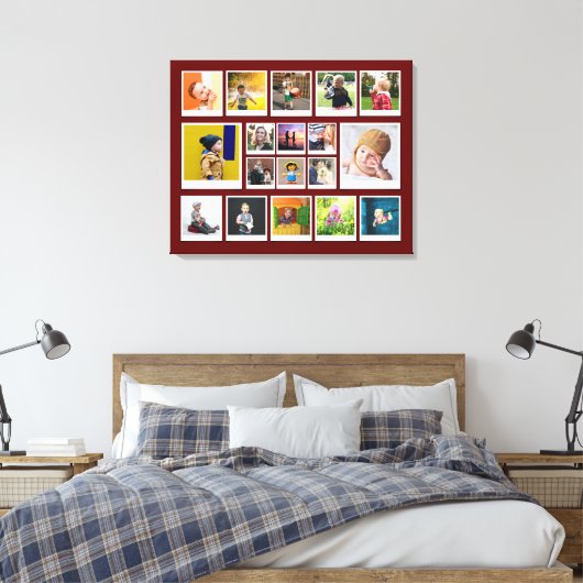 Sjabloon 18 Foto Collage Modern Trendy Red Canvas Afdruk (Insitu (Slaapkamer))