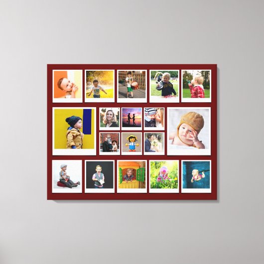 Sjabloon 18 Foto Collage Modern Trendy Red Canvas Afdruk (Voorkant)