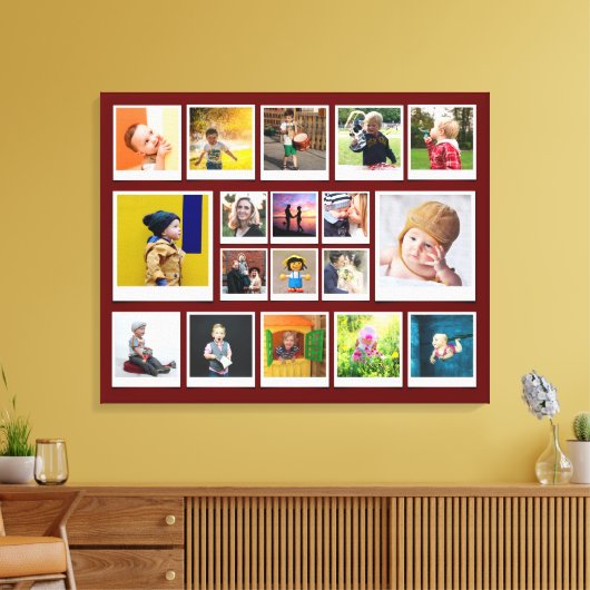 Sjabloon 18 Foto Collage Modern Trendy Red Canvas Afdruk (Insitu (Woonkamer))