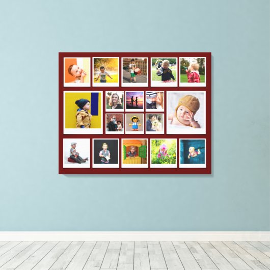 Sjabloon 18 Foto Collage Modern Trendy Red Canvas Afdruk (Insitu (Houten vloer))