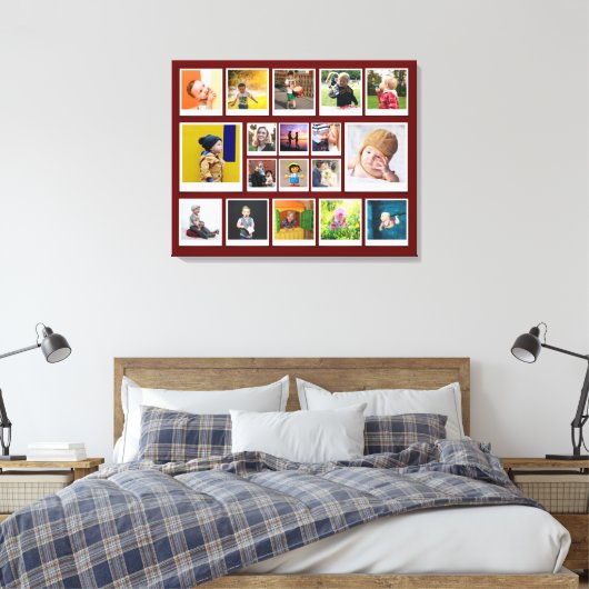 Sjabloon 18 Foto Collage Modern Trendy Red Canvas Afdruk (Insitu (Slaapkamer))