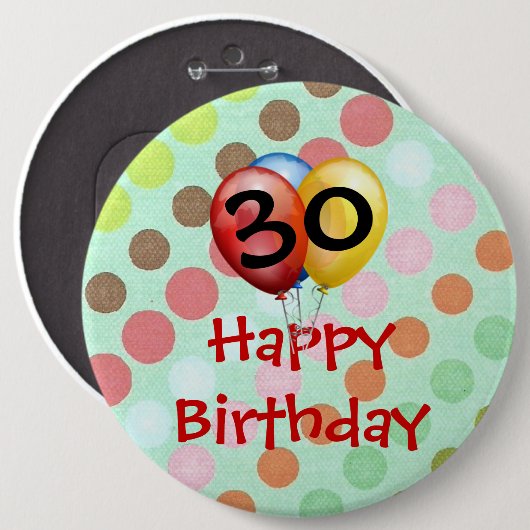 Sjabloon "30" Button op de verjaardag van de geboo (Voorkant /achterkant)