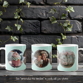 Sjabloon 3 Cirkelfoto's Collage Aqua C112 Koffiemok