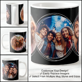 Sjabloon 3 Cirkelfoto's Collage Black C00 Koffiemok