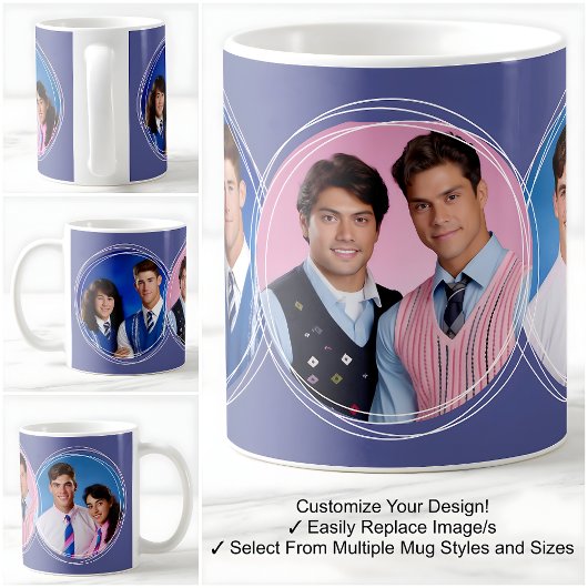 Sjabloon 3 Cirkelfoto's Collage Blue C49 Koffiemok