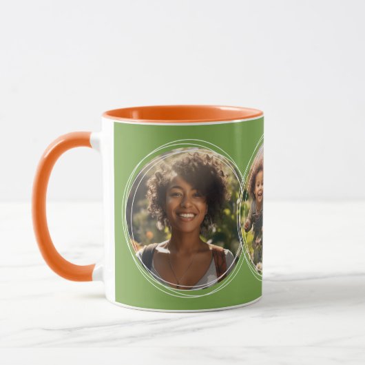 Sjabloon 3 Cirkelfoto's Collage Groen C111 Mok (Links)