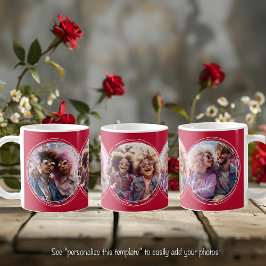 Sjabloon 3 Cirkelfoto's Collage Red C81 Koffiemok