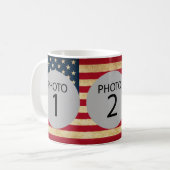  sjabloon 3 FOTO'S op Amerikaanse vlag Koffiemok (Voorkant links)