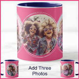 Sjabloon 3 Ronde Fotocollage Roze C58 Mok