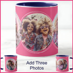 Sjabloon 3 Ronde Fotocollage Roze C58 Mok