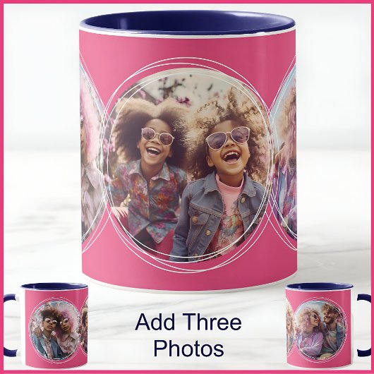 Sjabloon 3 Ronde Fotocollage Roze C58 Mok