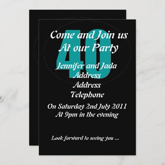 sjabloon 40e partij kaart (Voorkant / Achterkant)