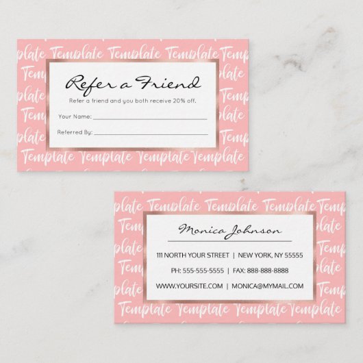 SJABLOON AANBEVELINGSKAARTJE (Voorkant / Achterkant)