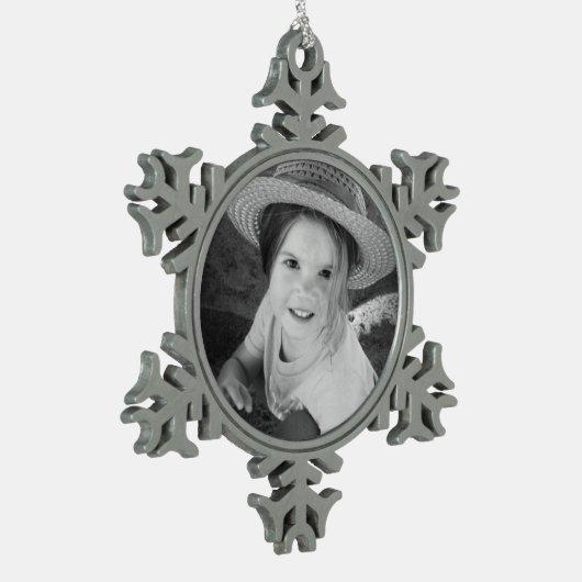 Sjabloon Aangepaste foto-voetsnowflake-versiering Tin Sneeuwvlok Ornament (Links)