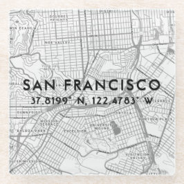 Sjabloon aangepaste kaart en coördinaten | San Fra Glazen Onderzetter