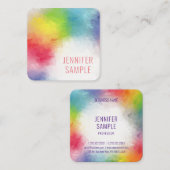 Sjabloon aangepaste moderne elegante regenboogkleu vierkante visitekaartje (Voorkant / Achterkant)