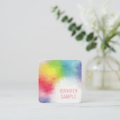 Sjabloon aangepaste moderne elegante regenboogkleu vierkante visitekaartje (Staand voorkant)